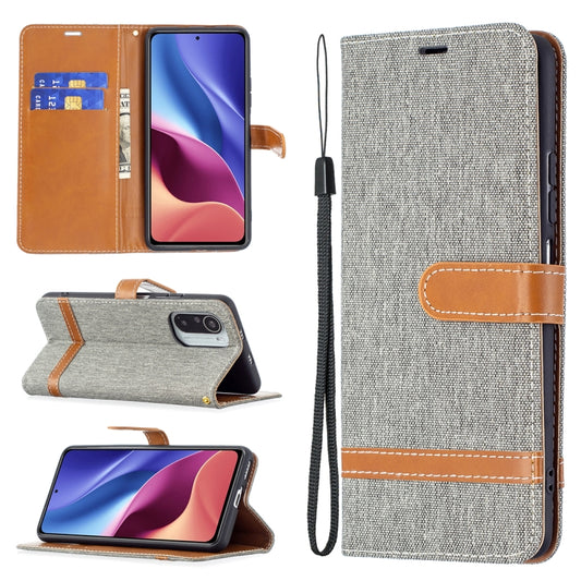 For Xiaomi Mi 11i / Poco F3 / Redmi K40 Color Matching Denim Texture Horizontal Flip Leather Case with Holder & Card Slots & Wallet & Lanyard(Grey) - Xiaomi Cases by buy2fix | Online Shopping UK | buy2fix