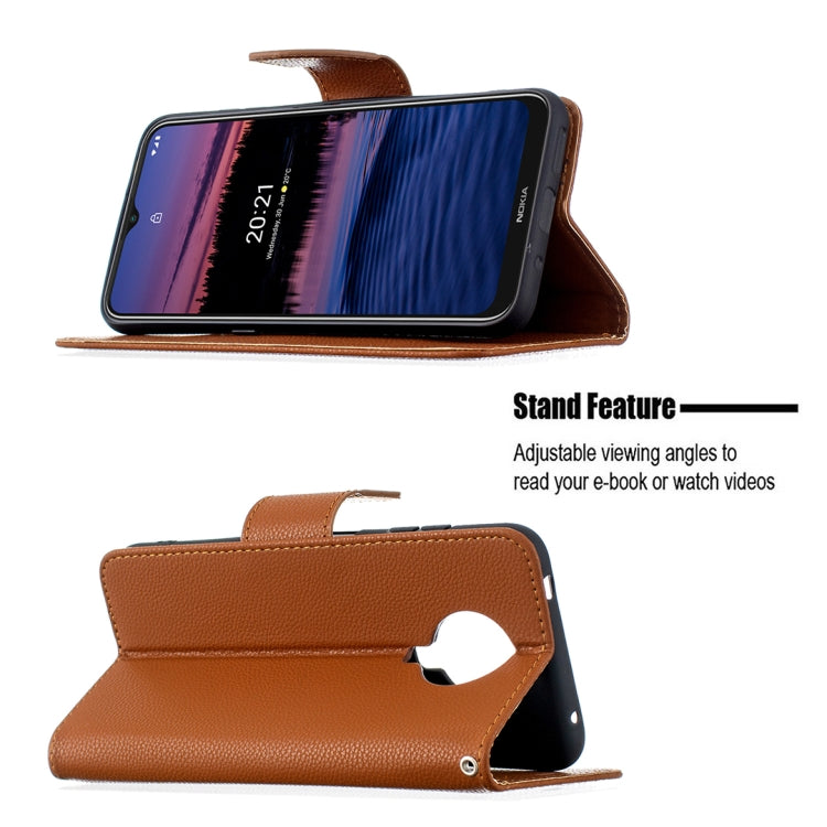 For Nokia G20 / G10 Litchi Texture Pure Color Horizontal Flip Leather Case with Holder & Card Slots & Wallet & Lanyard(Brown) by buy2fix