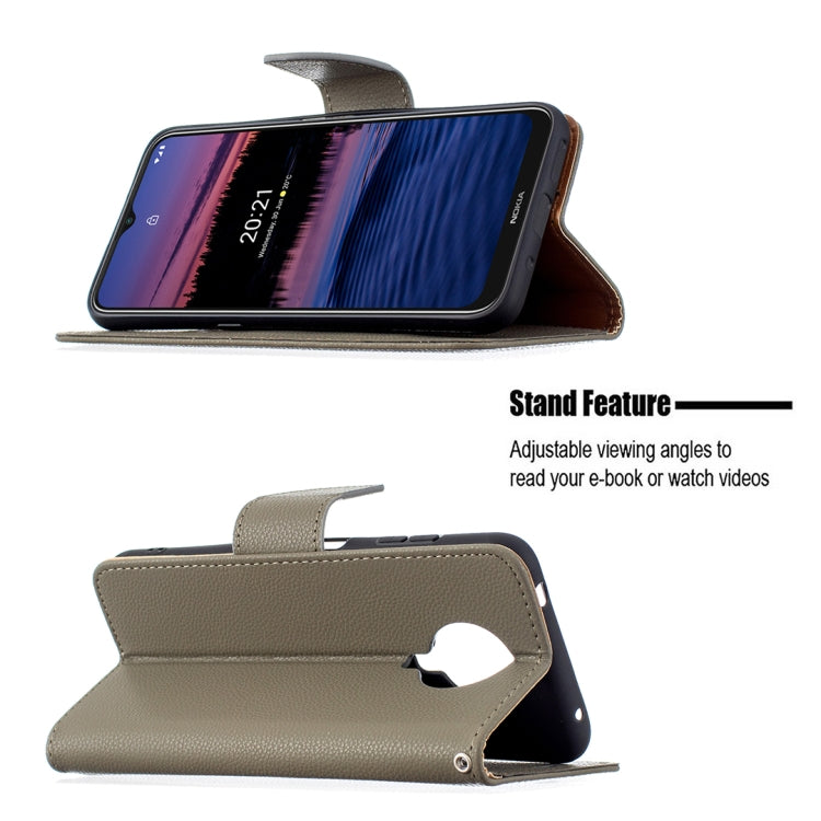 For Nokia G20 / G10 Litchi Texture Pure Color Horizontal Flip Leather Case with Holder & Card Slots & Wallet & Lanyard(Grey) by buy2fix