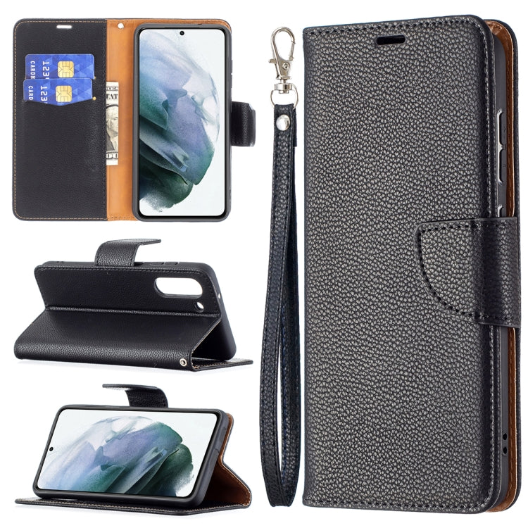 For Samsung Galaxy S21 FE / S21 Lite Litchi Texture Pure Color Horizontal Flip Leather Case with Holder & Card Slots & Wallet & Lanyard(Black) by buy2fix