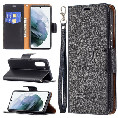 For Samsung Galaxy S21 FE / S21 Lite Litchi Texture Pure Color Horizontal Flip Leather Case with Holder & Card Slots & Wallet & Lanyard(Black) by buy2fix