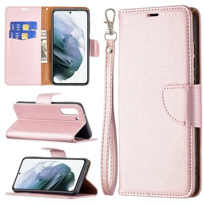 For Samsung Galaxy S21 FE / S21 Lite Litchi Texture Pure Color Horizontal Flip Leather Case with Holder & Card Slots & Wallet & Lanyard(Rose Gold) by buy2fix