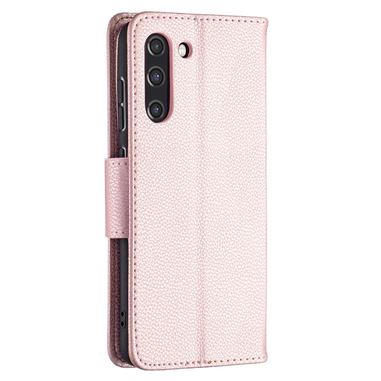 For Samsung Galaxy S21 FE / S21 Lite Litchi Texture Pure Color Horizontal Flip Leather Case with Holder & Card Slots & Wallet & Lanyard(Rose Gold) by buy2fix