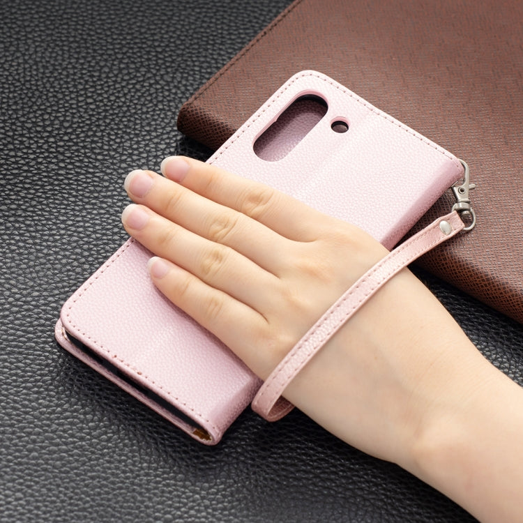 For Samsung Galaxy S21 FE / S21 Lite Litchi Texture Pure Color Horizontal Flip Leather Case with Holder & Card Slots & Wallet & Lanyard(Rose Gold) by buy2fix