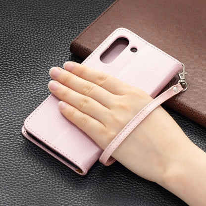 For Samsung Galaxy S21 FE / S21 Lite Litchi Texture Pure Color Horizontal Flip Leather Case with Holder & Card Slots & Wallet & Lanyard(Rose Gold) by buy2fix