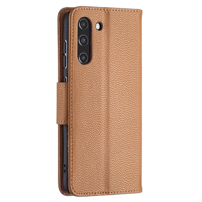 For Samsung Galaxy S21 FE / S21 Lite Litchi Texture Pure Color Horizontal Flip Leather Case with Holder & Card Slots & Wallet & Lanyard(Brown) by buy2fix
