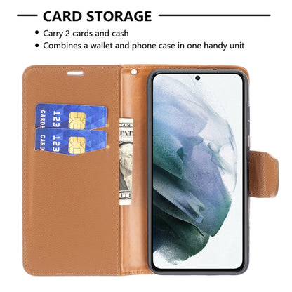 For Samsung Galaxy S21 FE / S21 Lite Litchi Texture Pure Color Horizontal Flip Leather Case with Holder & Card Slots & Wallet & Lanyard(Brown) by buy2fix