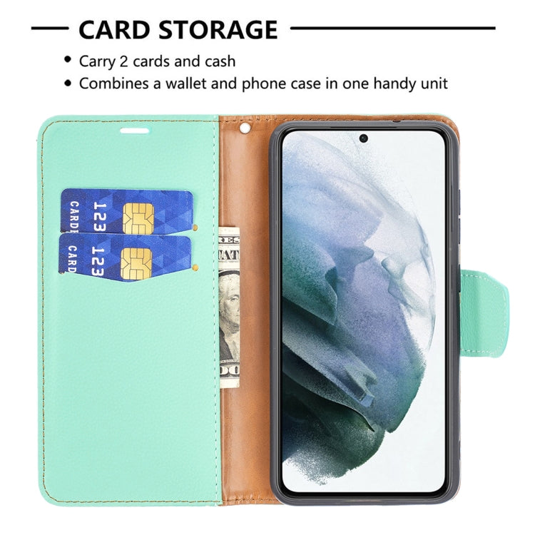 For Samsung Galaxy S21 FE / S21 Lite Litchi Texture Pure Color Horizontal Flip Leather Case with Holder & Card Slots & Wallet & Lanyard(Green) by buy2fix