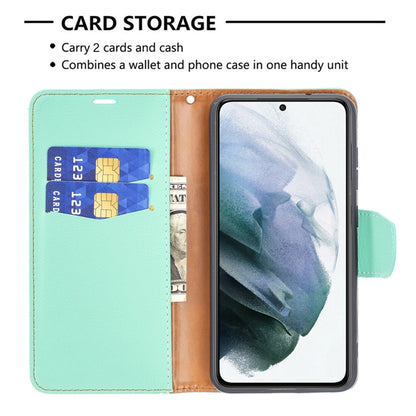 For Samsung Galaxy S21 FE / S21 Lite Litchi Texture Pure Color Horizontal Flip Leather Case with Holder & Card Slots & Wallet & Lanyard(Green) by buy2fix
