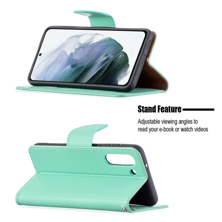 For Samsung Galaxy S21 FE / S21 Lite Litchi Texture Pure Color Horizontal Flip Leather Case with Holder & Card Slots & Wallet & Lanyard(Green) by buy2fix