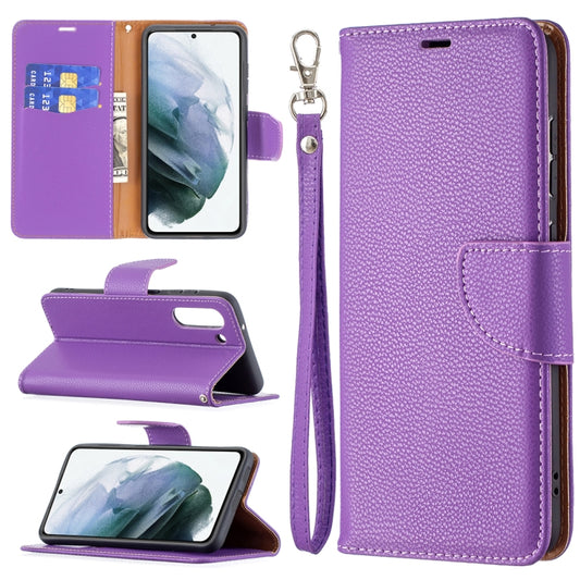 For Samsung Galaxy S21 FE / S21 Lite Litchi Texture Pure Color Horizontal Flip Leather Case with Holder & Card Slots & Wallet & Lanyard(Purple) by buy2fix