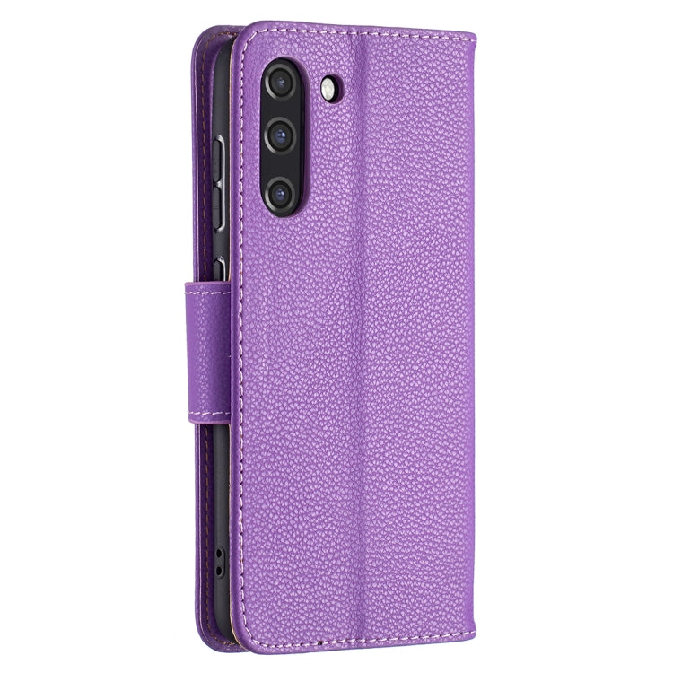 For Samsung Galaxy S21 FE / S21 Lite Litchi Texture Pure Color Horizontal Flip Leather Case with Holder & Card Slots & Wallet & Lanyard(Purple) by buy2fix