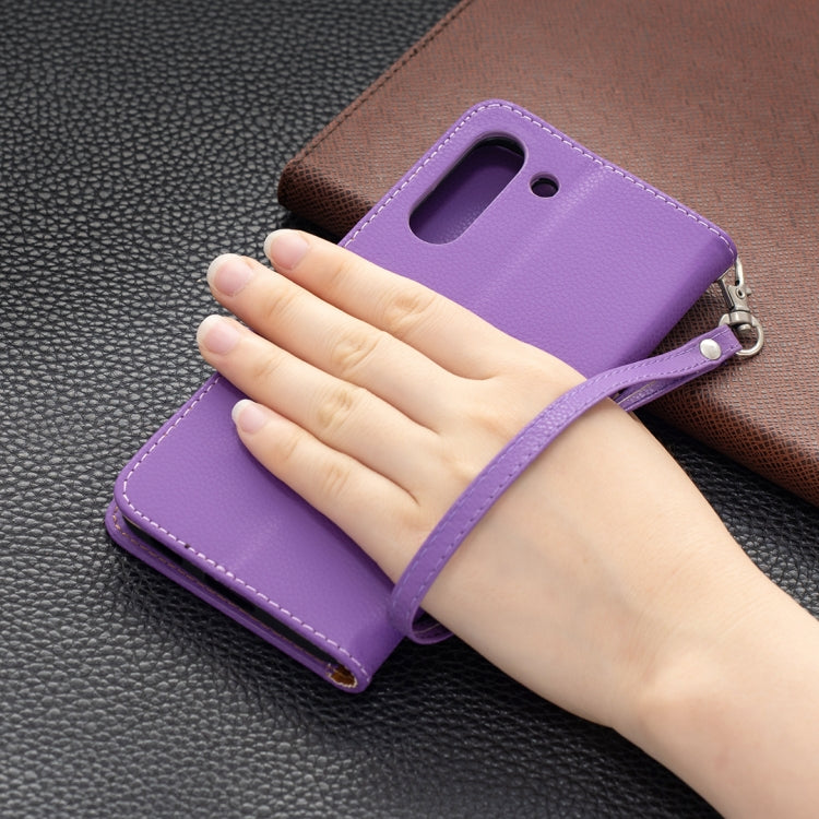 For Samsung Galaxy S21 FE / S21 Lite Litchi Texture Pure Color Horizontal Flip Leather Case with Holder & Card Slots & Wallet & Lanyard(Purple) by buy2fix