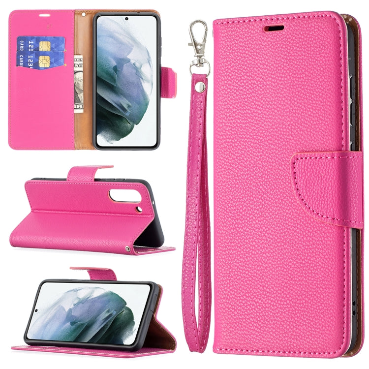For Samsung Galaxy S21 FE / S21 Lite Litchi Texture Pure Color Horizontal Flip Leather Case with Holder & Card Slots & Wallet & Lanyard(Rose Red) by buy2fix