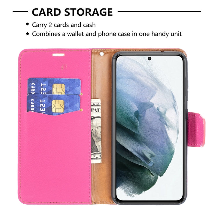 For Samsung Galaxy S21 FE / S21 Lite Litchi Texture Pure Color Horizontal Flip Leather Case with Holder & Card Slots & Wallet & Lanyard(Rose Red) by buy2fix