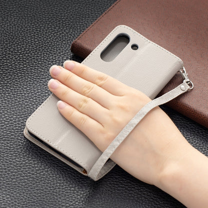 For Samsung Galaxy S21 FE / S21 Lite Litchi Texture Pure Color Horizontal Flip Leather Case with Holder & Card Slots & Wallet & Lanyard(Grey) by buy2fix