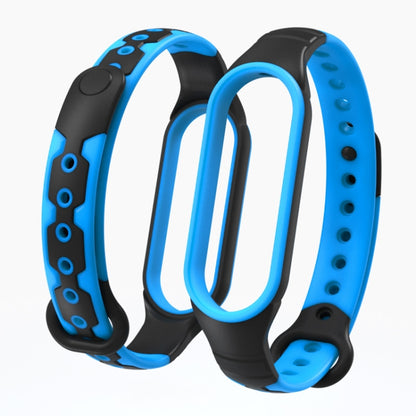For Xiaomi Mi Band 6 / Band 5  Two-color Silicone Breathable Replacement Watchbands(Black Blue) - Watch Cases by buy2fix | Online Shopping UK | buy2fix