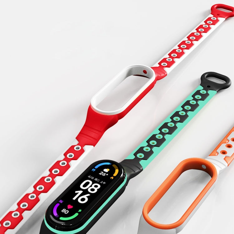For Xiaomi Mi Band 6 / Band 5 Two-color Silicone Breathable Replacement Watchbands(Black Red) - Watch Cases by buy2fix | Online Shopping UK | buy2fix