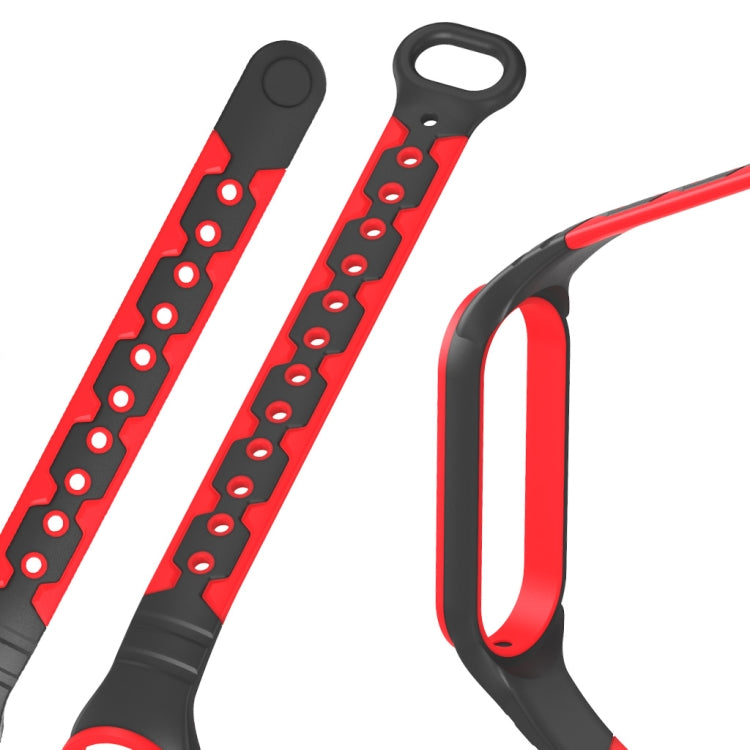 For Xiaomi Mi Band 6 / Band 5 Two-color Silicone Breathable Replacement Watchbands(Black Red) - Watch Cases by buy2fix | Online Shopping UK | buy2fix