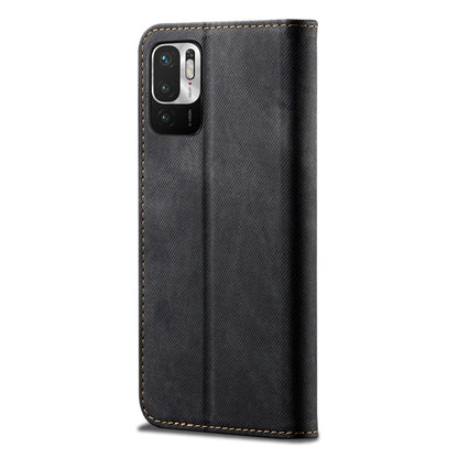 For Xiaomi Redmi Note 10 5G Denim Texture Casual Style Horizontal Flip Leather Case with Holder & Card Slots & Wallet(Black) - Xiaomi Cases by buy2fix | Online Shopping UK | buy2fix