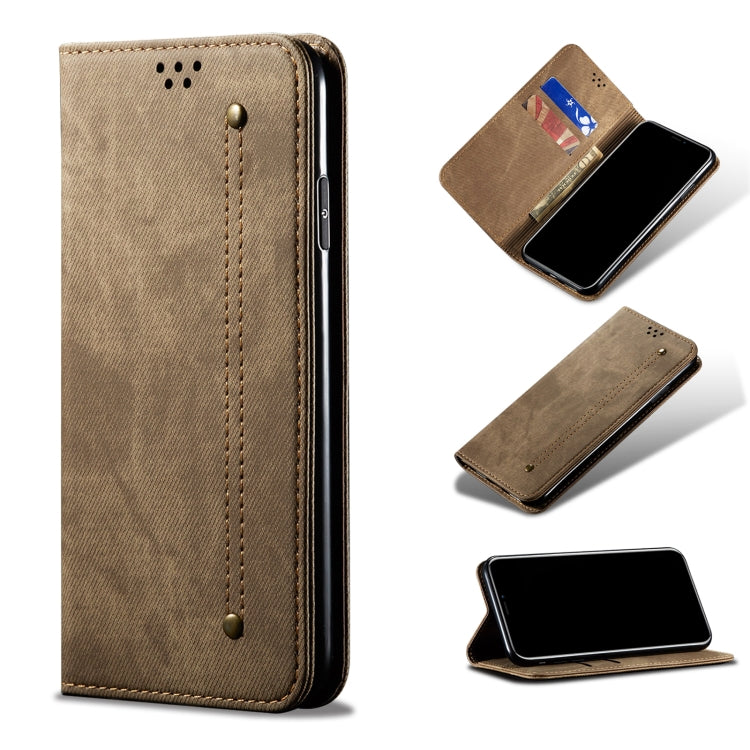 For Xiaomi Redmi Note 10 5G Denim Texture Casual Style Horizontal Flip Leather Case with Holder & Card Slots & Wallet(Khaki) - Xiaomi Cases by buy2fix | Online Shopping UK | buy2fix