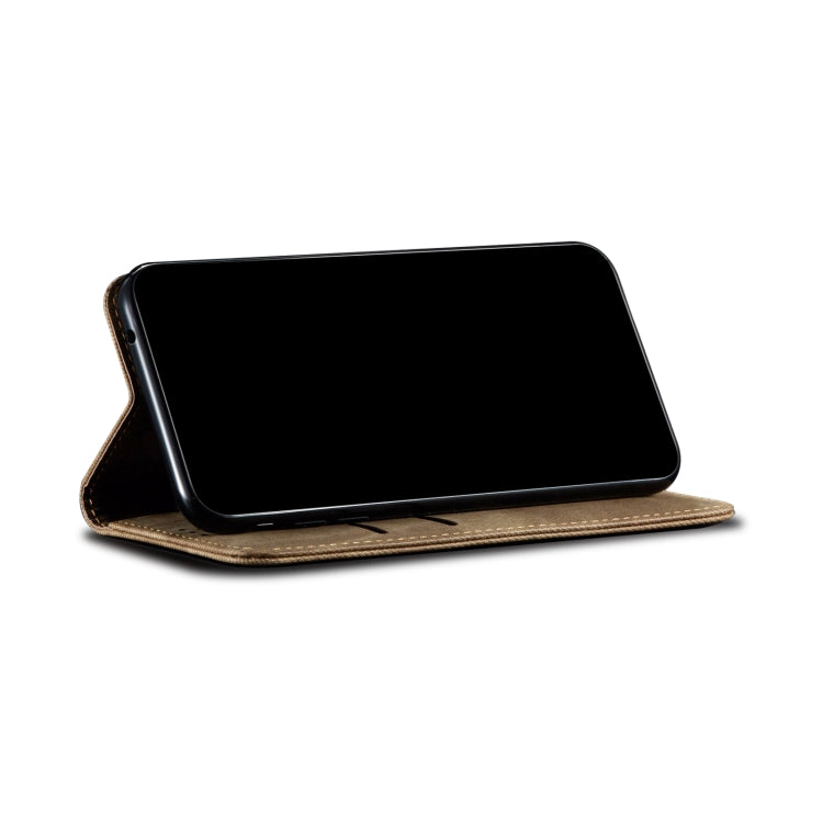 For Xiaomi Redmi Note 10 5G Denim Texture Casual Style Horizontal Flip Leather Case with Holder & Card Slots & Wallet(Khaki) - Xiaomi Cases by buy2fix | Online Shopping UK | buy2fix