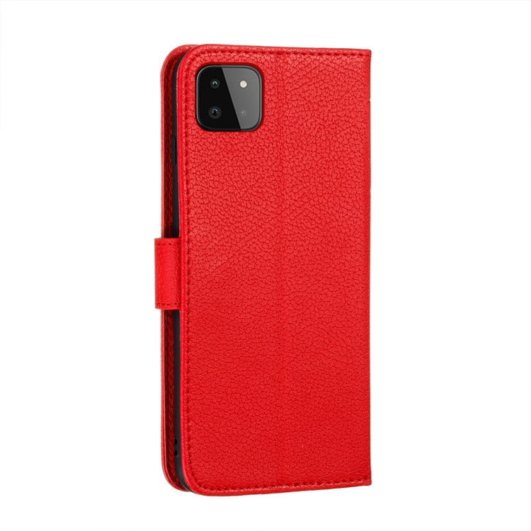For Samsung Galaxy A22 5G Litchi Texture Feather Embossing Pattern Horizontal Flip Leather Case with Holder & Card Slots & Wallet & Photo Frame & Lanyard(Red) by buy2fix