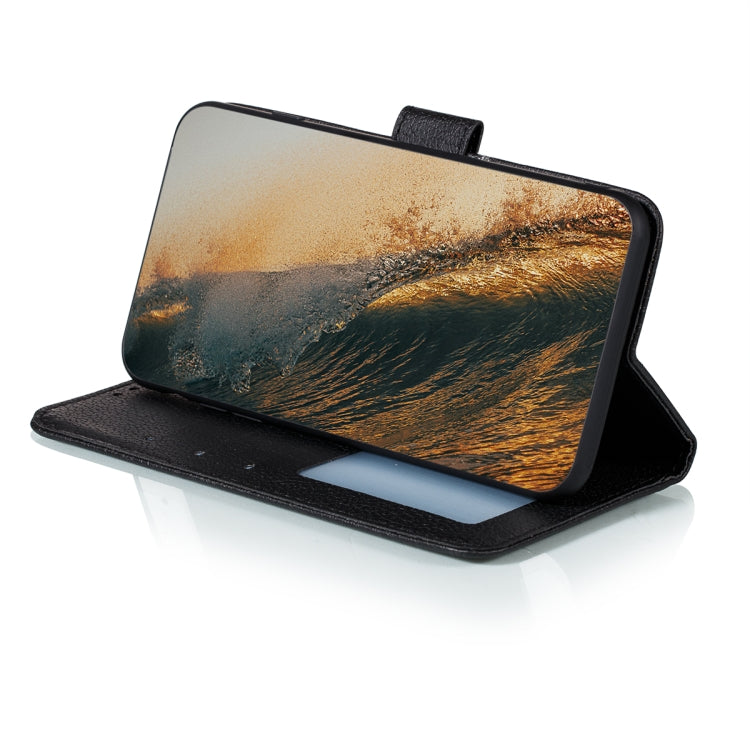 For Samsung Galaxy A22 5G Litchi Texture Feather Embossing Pattern Horizontal Flip Leather Case with Holder & Card Slots & Wallet & Photo Frame & Lanyard(Black) by buy2fix