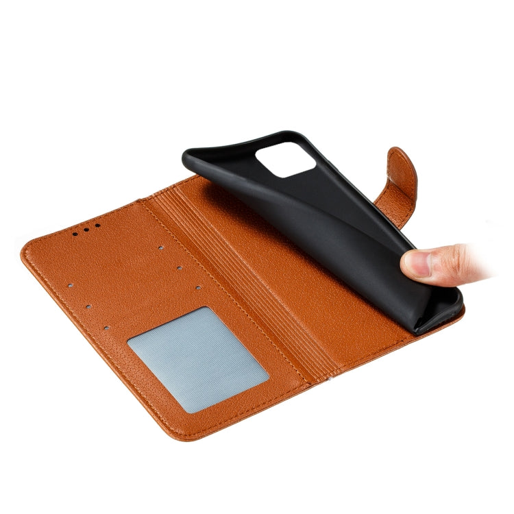 For Samsung Galaxy A22 5G Litchi Texture Feather Embossing Pattern Horizontal Flip Leather Case with Holder & Card Slots & Wallet & Photo Frame & Lanyard(Brown) by buy2fix