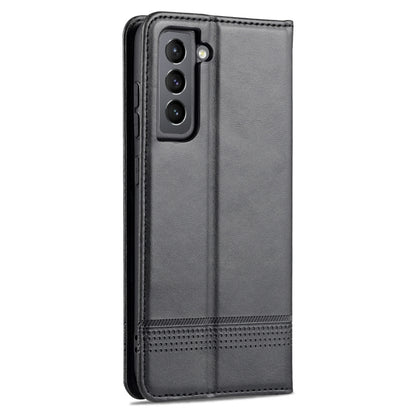 For Samsung Galaxy S21 FE AZNS Magnetic Calf Texture Horizontal Flip Leather Case with Card Slots & Holder & Wallet(Black) - Galaxy Phone Cases by AZNS | Online Shopping UK | buy2fix