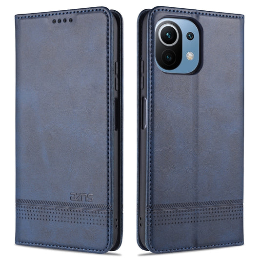For Xiaomi Mi 11 Lite AZNS Magnetic Calf Texture Horizontal Flip Leather Case with Card Slots & Holder & Wallet(Dark Blue) - Xiaomi Cases by AZNS | Online Shopping UK | buy2fix