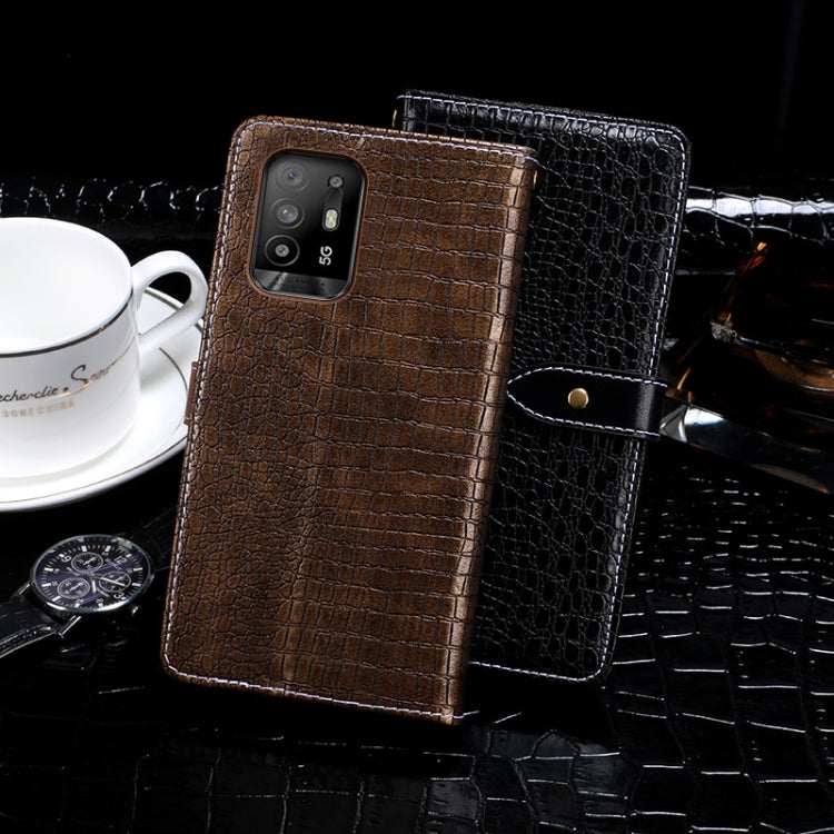 For OPPO A94 5G idewei Crocodile Texture Horizontal Flip Leather Case with Holder & Card Slots & Wallet(Black) - OPPO Cases by idewei | Online Shopping UK | buy2fix