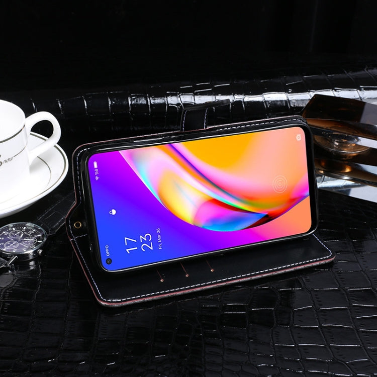 For OPPO A94 5G idewei Crocodile Texture Horizontal Flip Leather Case with Holder & Card Slots & Wallet(Black) - OPPO Cases by idewei | Online Shopping UK | buy2fix