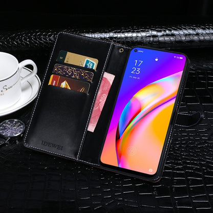 For OPPO A94 5G idewei Crocodile Texture Horizontal Flip Leather Case with Holder & Card Slots & Wallet(Black) - OPPO Cases by idewei | Online Shopping UK | buy2fix