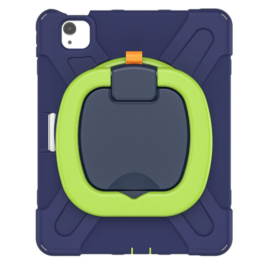 Silicone + PC Protective Case with Holder & Shoulder Strap For iPad Air 2022 / 2020 10.9(Navy Blue+Yellow Green) - iPad Air (2022) / (2020) 10.9 Cases by buy2fix | Online Shopping UK | buy2fix