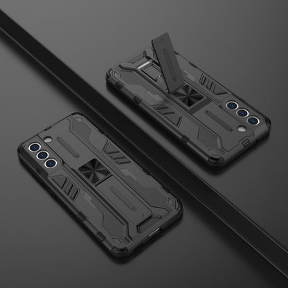 For Samsung Galaxy S21 FE Supersonic PC + TPU Shock-proof Case with Holder(Black) by buy2fix