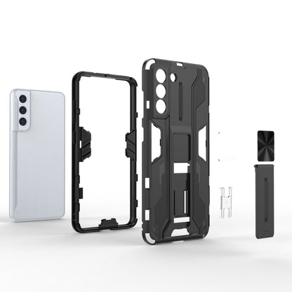 For Samsung Galaxy S21 FE Supersonic PC + TPU Shock-proof Case with Holder(Black) by buy2fix