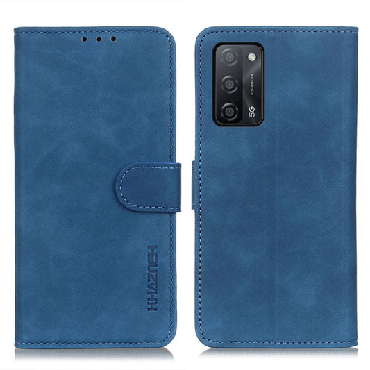 For OPPO A55 5G / A53s 5G KHAZNEH Retro Texture PU + TPU Horizontal Flip Leather Case with Holder & Card Slots & Wallet(Blue) by buy2fix