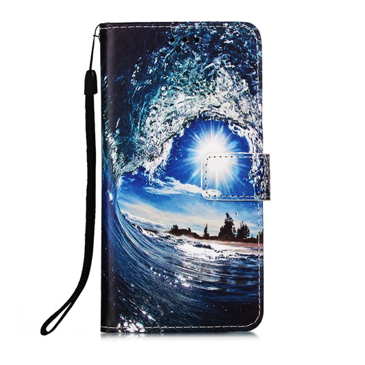 For Motorola Moto G30 / G10 / G10 Power Colored Drawing Pattern Plain Weave Horizontal Flip Leather Case with Holder & Card Slot & Wallet & Lanyard(Waves And Sun) - Motorola Cases by buy2fix | Online Shopping UK | buy2fix