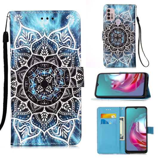 For Motorola Moto G30 / G10 / G10 Power Colored Drawing Pattern Plain Weave Horizontal Flip Leather Case with Holder & Card Slot & Wallet & Lanyard(Undersea Mandala) - Motorola Cases by buy2fix | Online Shopping UK | buy2fix