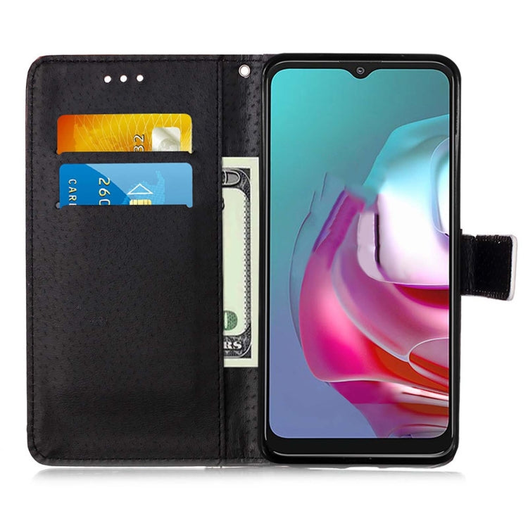For Motorola Moto G30 / G10 / G10 Power Colored Drawing Pattern Plain Weave Horizontal Flip Leather Case with Holder & Card Slot & Wallet & Lanyard(Black And White Tiger) - Motorola Cases by buy2fix | Online Shopping UK | buy2fix