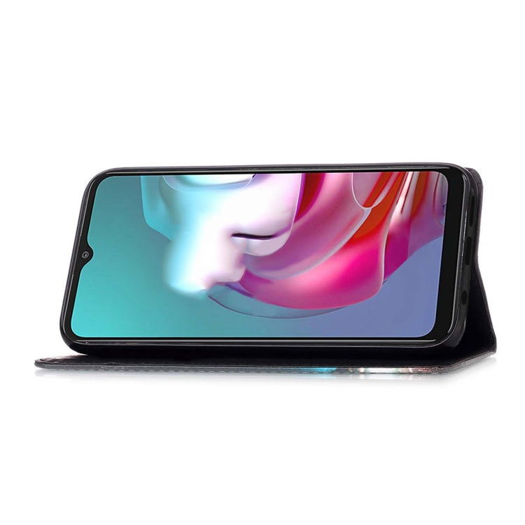 For Motorola Moto G30 / G10 / G10 Power Colored Drawing Pattern Plain Weave Horizontal Flip Leather Case with Holder & Card Slot & Wallet & Lanyard(Black And White Tiger) - Motorola Cases by buy2fix | Online Shopping UK | buy2fix