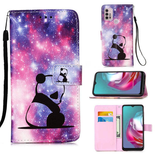 For Motorola Moto G30 / G10 / G10 Power Colored Drawing Pattern Plain Weave Horizontal Flip Leather Case with Holder & Card Slot & Wallet & Lanyard(Baby Panda) - Motorola Cases by buy2fix | Online Shopping UK | buy2fix