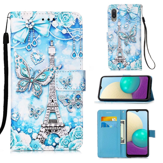 For Samsung Galaxy A02 / M02 (Global) Colored Drawing Pattern Plain Weave Horizontal Flip Leather Case with Holder & Card Slot & Wallet & Lanyard(Tower Butterfly) by buy2fix