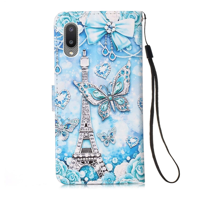 For Samsung Galaxy A02 / M02 (Global) Colored Drawing Pattern Plain Weave Horizontal Flip Leather Case with Holder & Card Slot & Wallet & Lanyard(Tower Butterfly) by buy2fix