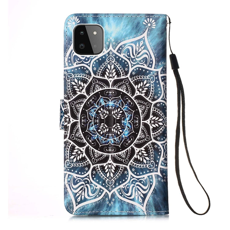 For Samsung Galaxy A22 5G (US Version) Colored Drawing Pattern Plain Weave Horizontal Flip Leather Case with Holder & Card Slot & Wallet & Lanyard(Undersea Mandala) by buy2fix