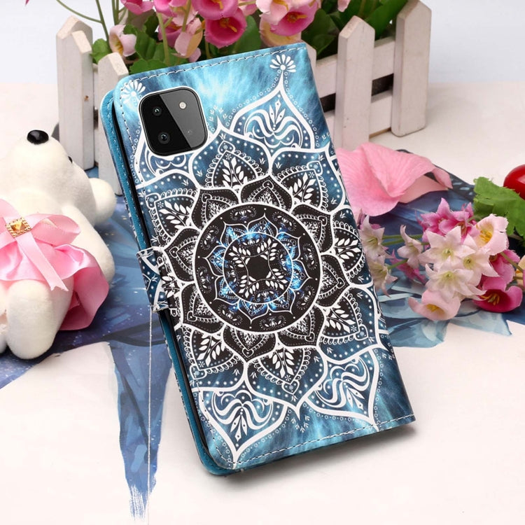 For Samsung Galaxy A22 5G (US Version) Colored Drawing Pattern Plain Weave Horizontal Flip Leather Case with Holder & Card Slot & Wallet & Lanyard(Undersea Mandala) by buy2fix