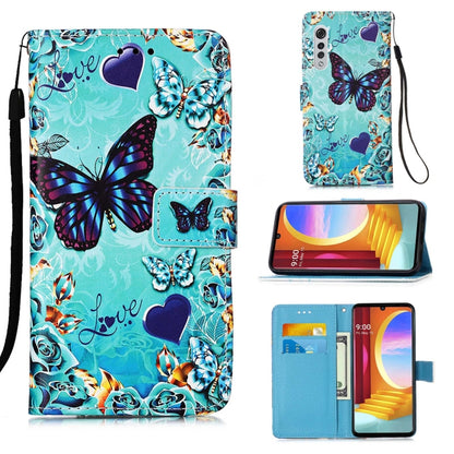 For LG Velvet 2 Pro Colored Drawing Pattern Plain Weave Horizontal Flip Leather Case with Holder & Card Slot & Wallet & Lanyard(Caring Butterfly) - LG Cases by buy2fix | Online Shopping UK | buy2fix