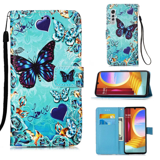 For LG Velvet 2 Pro Colored Drawing Pattern Plain Weave Horizontal Flip Leather Case with Holder & Card Slot & Wallet & Lanyard(Caring Butterfly) - LG Cases by buy2fix | Online Shopping UK | buy2fix