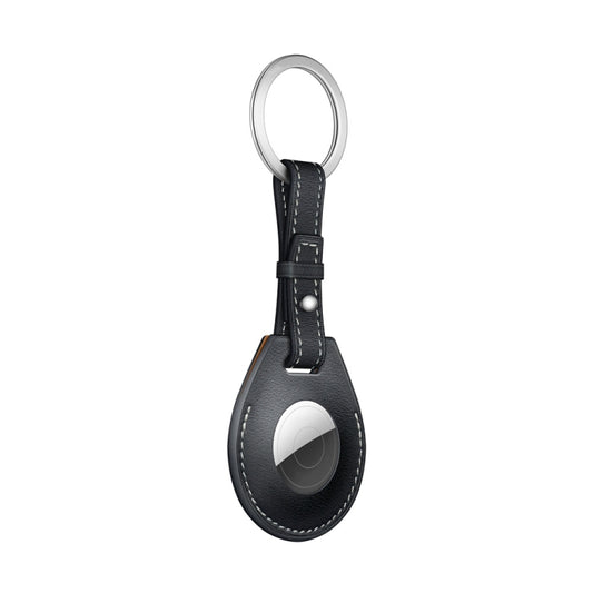 Shockproof Anti-scratch Leather Protective Case Cover with Hang Loop For AirTag, Style:Keychain(Black) - Other by buy2fix | Online Shopping UK | buy2fix